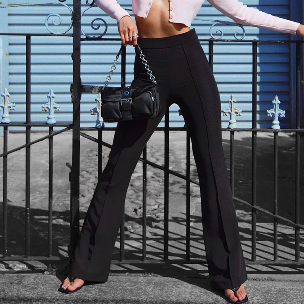Princess Polly Jensen Pants Wide Leg Flare High Rise Black Pants 10